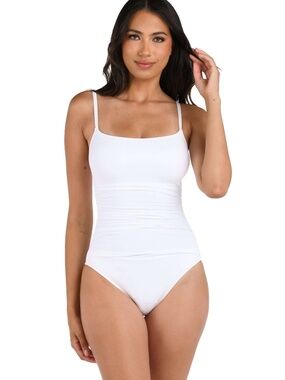 La Blanca Island Goddess Lingerie One-Piece Swimsuit, White, Size 6